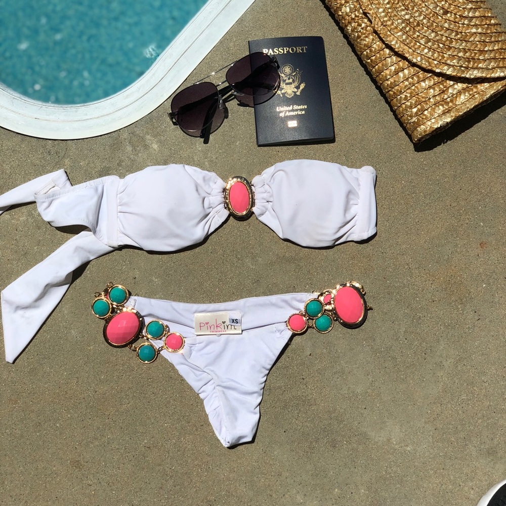 White Dear Diary tube top Pinkini